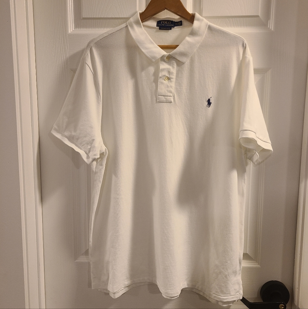 Mens Polo Ralph Lauren Custom Slim-Fit Knit Polo Size: XXL Color: White